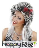 Main squelette sur pince à cheveux et ruban rouge