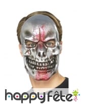 Masque squelette skull argenté éclaboussé de sang