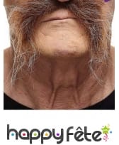 Moustache tombante châtain grisonnante adhésive