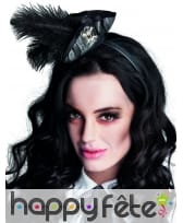 Mini tricorne de pirate avec plumes noires