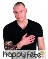 Manche tatoo tête de mort, dragon et motif tribal