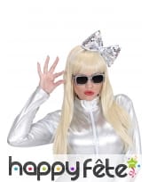 Noeud argent recouvert de sequins sur serre tete, image 1