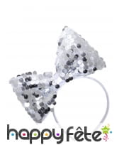 Noeud argent recouvert de sequins sur serre tete, image 2
