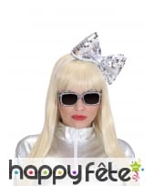 Noeud argent recouvert de sequins sur serre tete