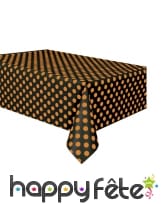 Nappe noire à pois orange de 134x274cm, image 2