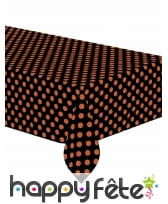 Nappe noire à pois orange de 134x274cm