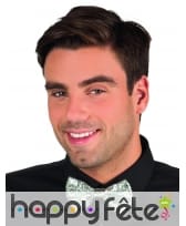 Noeud papillon argenté pailleté sur élastique, image 2