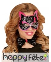 Noeud papillon avec loup chat pailleté, image 1