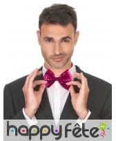 Noeud papillon fuchsia à sequins