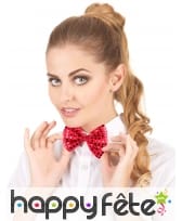 Noeud papillon rouge recouvert de sequins, image 1