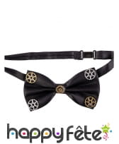 Noeud papillon steampunk noir avec rouages, adulte, image 1
