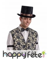 Noeud papillon steampunk noir avec rouages, adulte