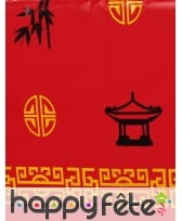 Nappe rouge motifs asiatiques,137 x 274 cm, image 1