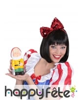 Noeud rouge recouvert de sequins sur serre tete, image 1