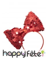 Noeud rouge recouvert de sequins sur serre tete, image 2