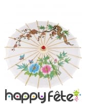 Ombrelle chinoise blanche avec imprimé coloré, image 1