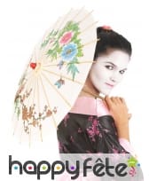 Ombrelle chinoise blanche avec imprimé coloré, image 2