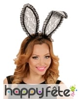 Oreilles de lapin aspect dentelle noire