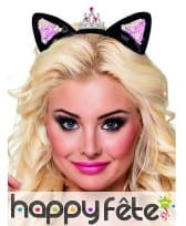 Oreilles de princesse chat noir rose