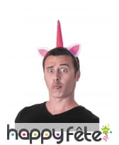 Oreilles et corne de licorne sur serre tête, image 1