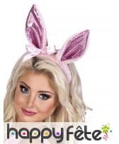 Oreilles rose de lapin avec sequins
