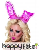 Oreilles rose de lapin en dentelle