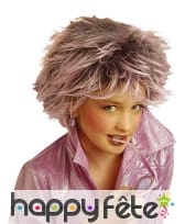 Perruque années 80 mèches violettes pour enfant