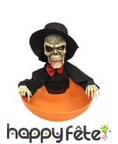 Panier à bonbons halloween, squelette lumineux