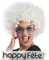 Perruque afro blanche pour adulte