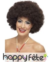 Perruque afro bouclée des années 70, brune