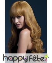 Perruque auburn, bouclée avec frange. 66cm