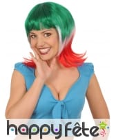 Perruque aux couleurs de l'Italie, pour femme