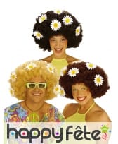 Perruque afro décorée de pâquerettes