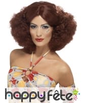 Perruque afro des années 70, châtain