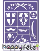 Pochoir adhésif de chevalier et pirate