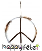 Peace and love métal bois plume à suspendre, 41cm