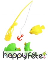 Pêche à la ligne avec 3 poissons