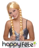 Perruque blonde avec deux tresses