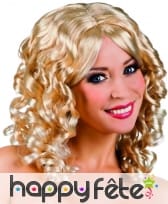 Perruque boucles anglaises blondes, mi-longue
