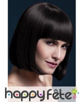 Perruque bob brune élégante avec frange