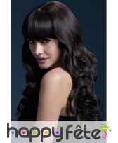 Perruque bouclée brune de 66cm avec frange