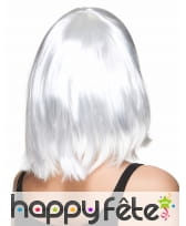Perruque blanche carré mi-long lisse frange droite, image 1