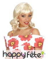 Perruque blonde claire ondulée, années 50