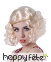 Perruque blonde coupe charleston bouclée, image 1