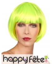Perruque bob courte jaune fluo