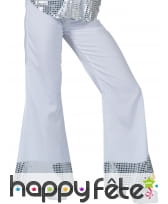 Pantalon blanc disco bords argenté, pour femme