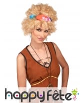 Perruque blonde frisée afro style hippie, image 1