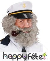 Perruque bouclee grise avec barbe, image 1