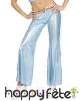 Pantalon bleu holographique disco pour femme
