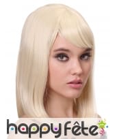 Perruque blonde lisse mi-longue, luxe, image 3